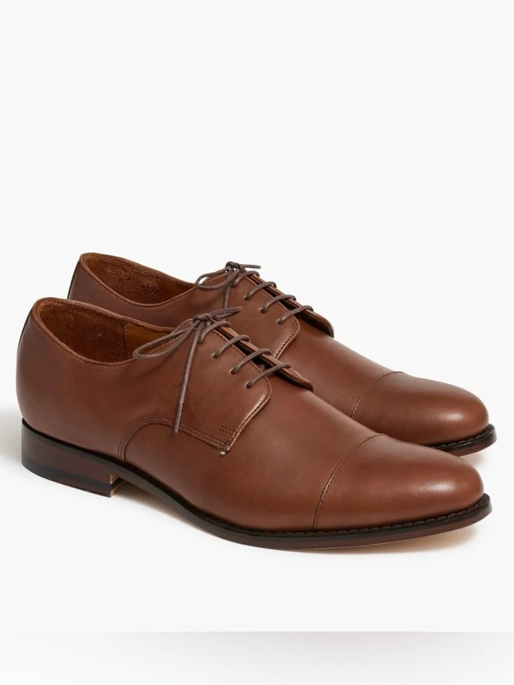 J. CREW Leather cap-toe derby shoes in Brown Size 8 M NWOB $228‎ BS113